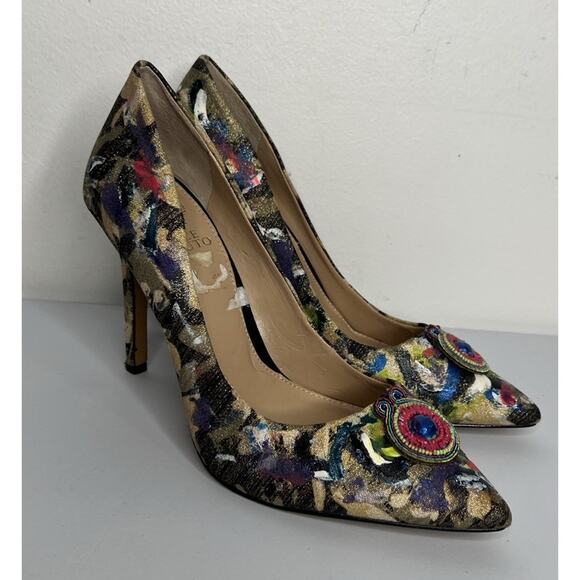 Vince Camuto Shoes - Vince Camuto Abstract Multicolor Embellished Pointed Toe Heels Women’s Size 7.5